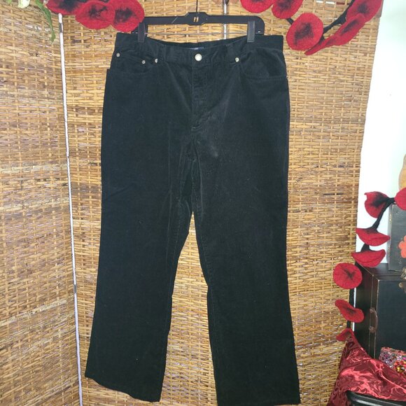 VTG Chaps Black Corduroy Pants Women's Size 18 Wide Leg - Picture 2 of 5